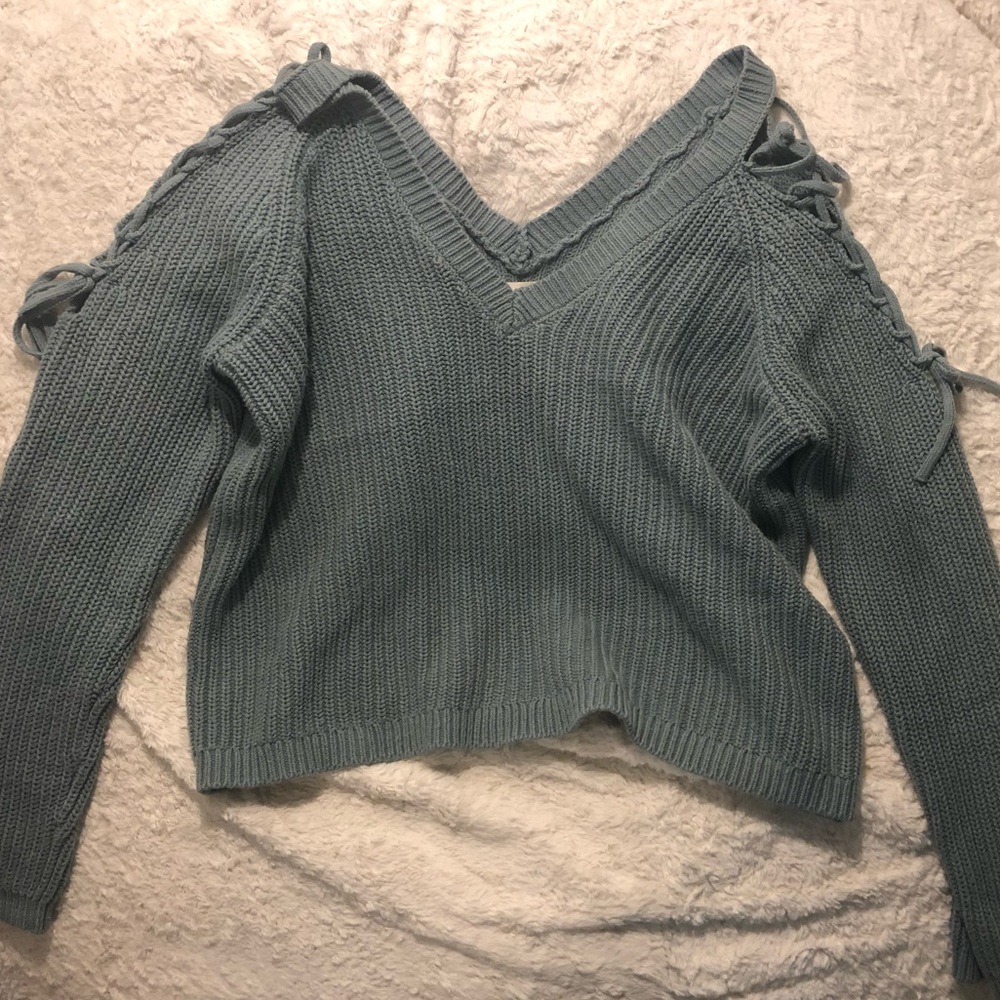 LA Hearts crop sea foam/muted turquoise sweater
